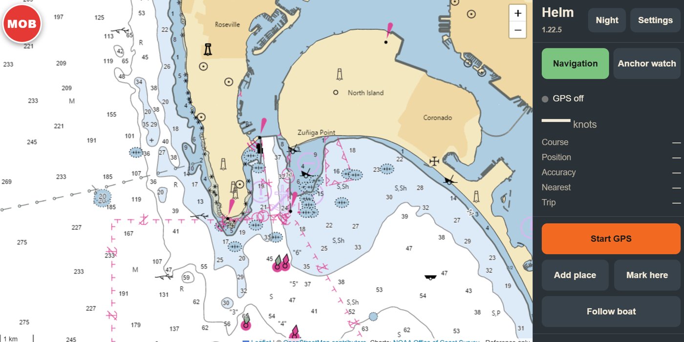 My Helm on a NOAA chart of San Diego Bay